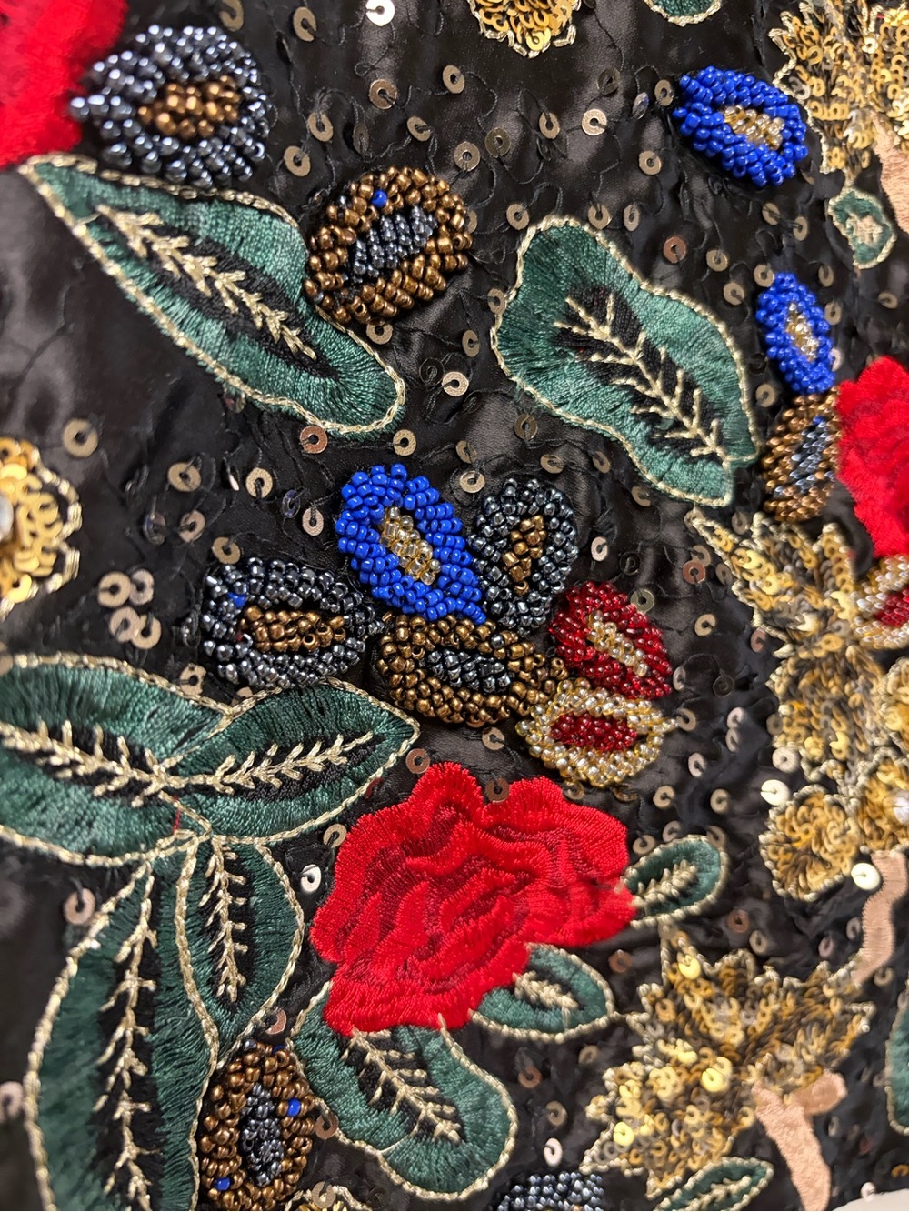 Boston Proper Sequin Beaded Embellished Floral Black Mini Skirt Size 0 - Picture 4 of 8